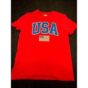 Mad Engine T Shirt Mens 2X Red Patriotic USA Flag Graphic Print Logo Cotton
